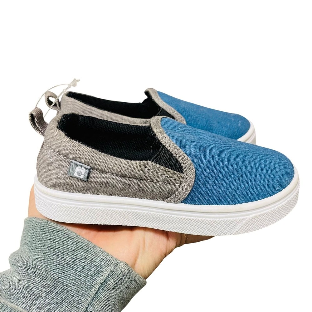 Oomphies Slip On Sneakers Blue Grey Canvas Casual Kids Size 8 Gorpcore